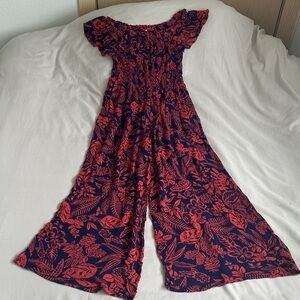 Patrons of Peace Red and Black Floral Jumpsuit